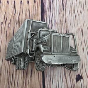 Vintage 1978 Indiana Metal Craft Truck Belt Buckle Semi Tractor Pewter USA
